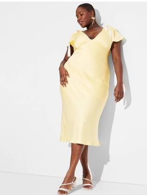 Women's Flutter Short Sleeve Maxi A-Line Dress - Wild Fable Light Yellow XXL